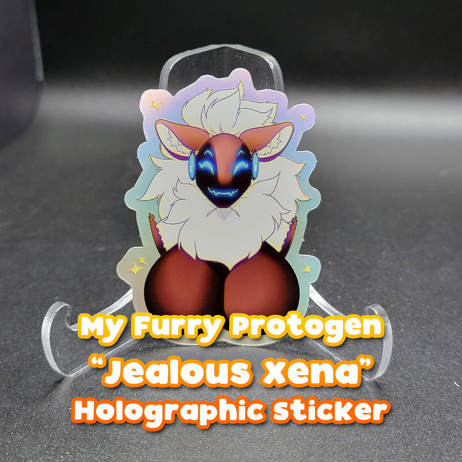 My Furry Protogen Jealous Xena Holographic Sticker Blue Screen Apparel my-furry-protogen-jealous-xena-holographic-sticker-blue-screen-apparel