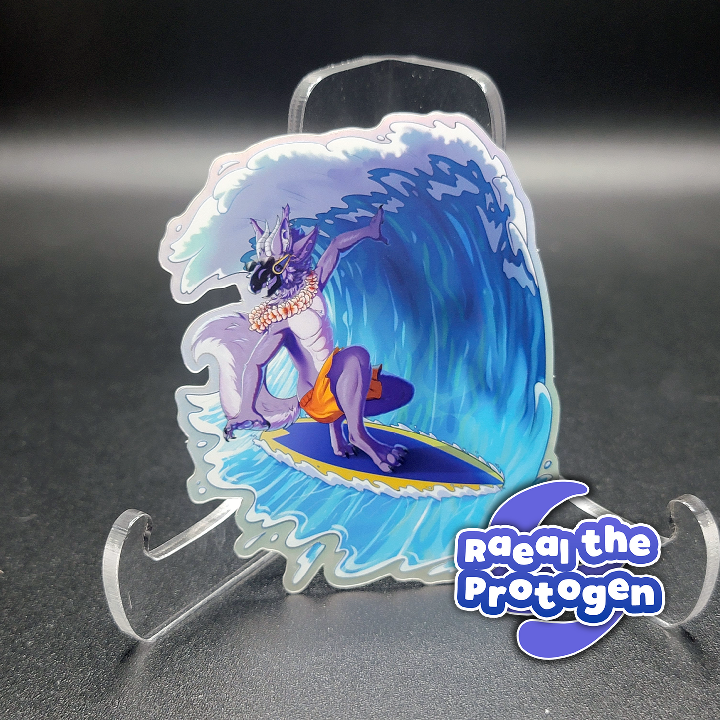 Raeal the Protogen "Surfing Protogen" Sticker