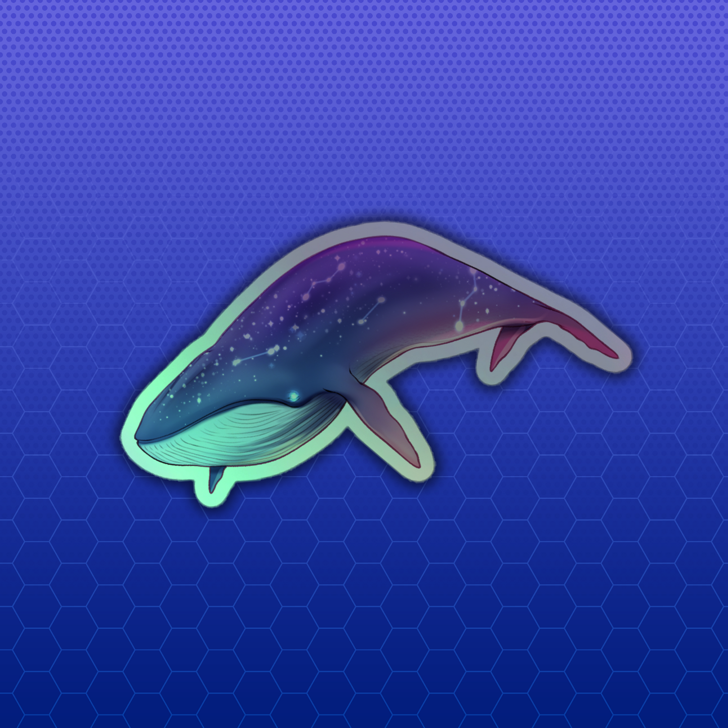 Flying Whale Holographic Sticker