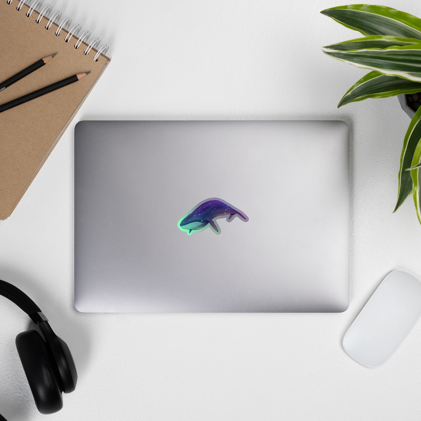 Flying Whale Holographic Sticker