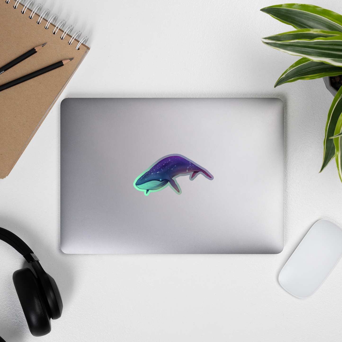 Flying Whale Holographic Sticker