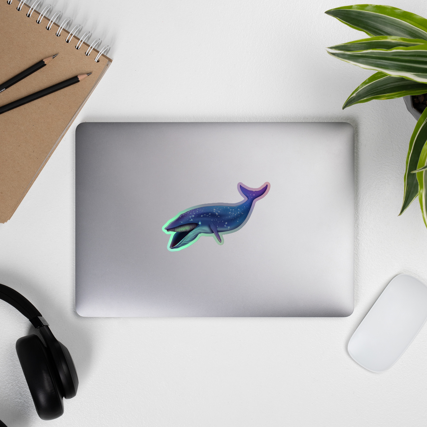 Flying Whale Holographic Sticker